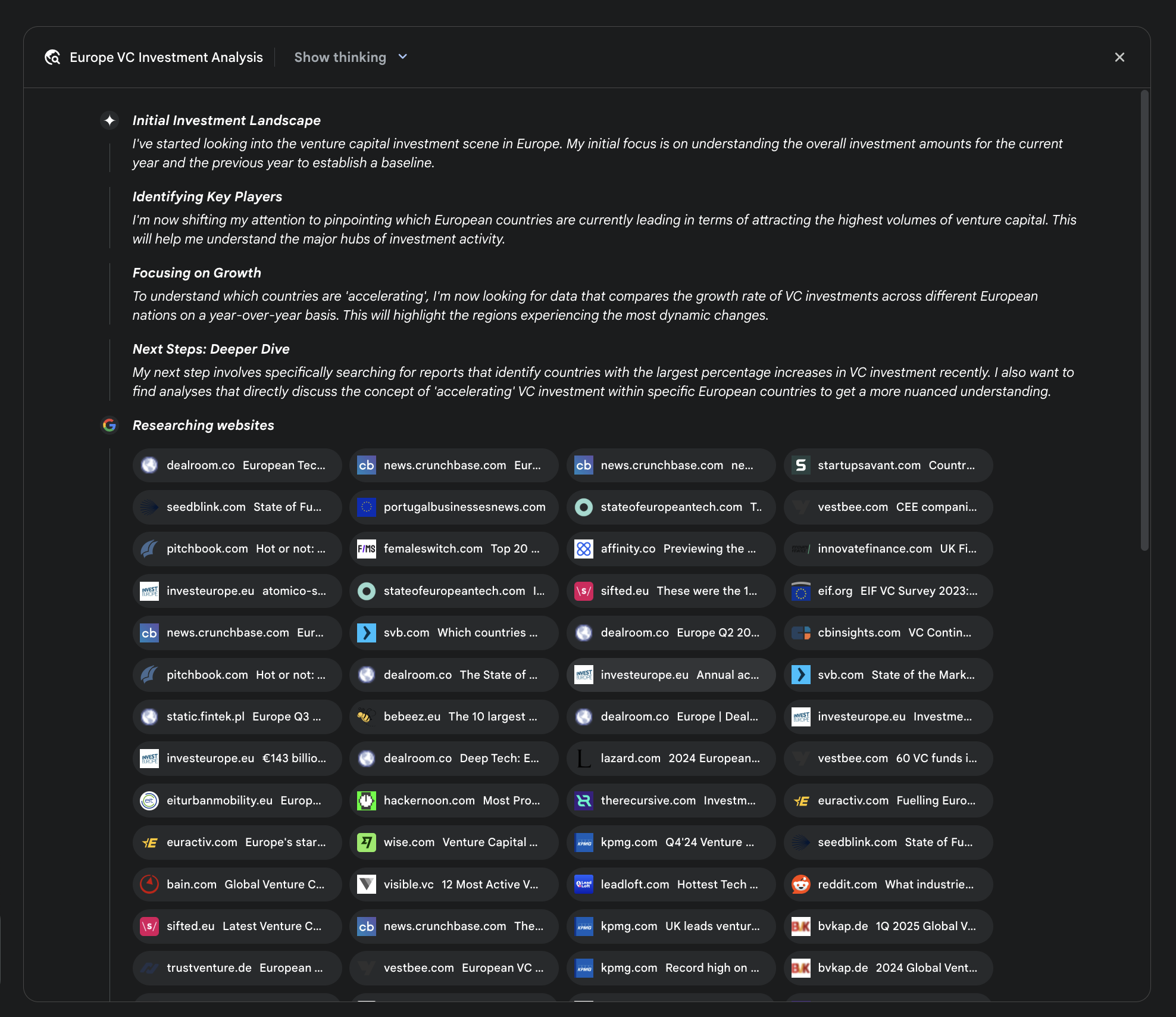 Google Deep Research agent generating an execution plan for using Google Search as a tool
