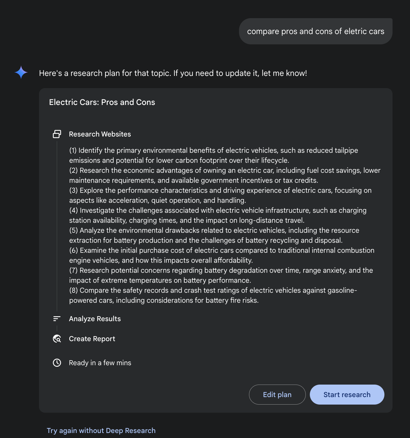 Google Deep Research for Information Gathering